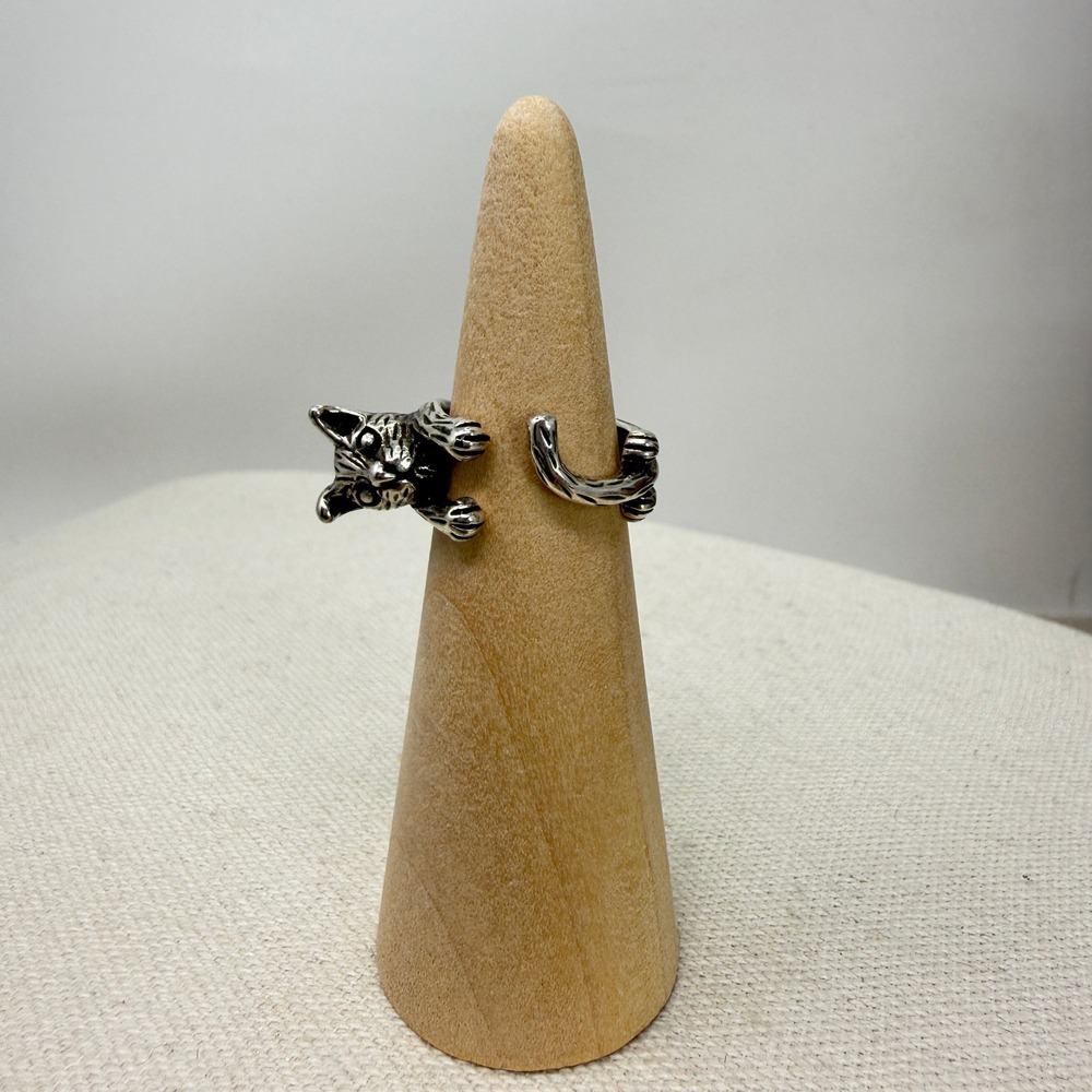 Wear Felicity Cat Wrap Ring Silver Tone Adjustable Animal Kitten‎ - Picture 10 of 11